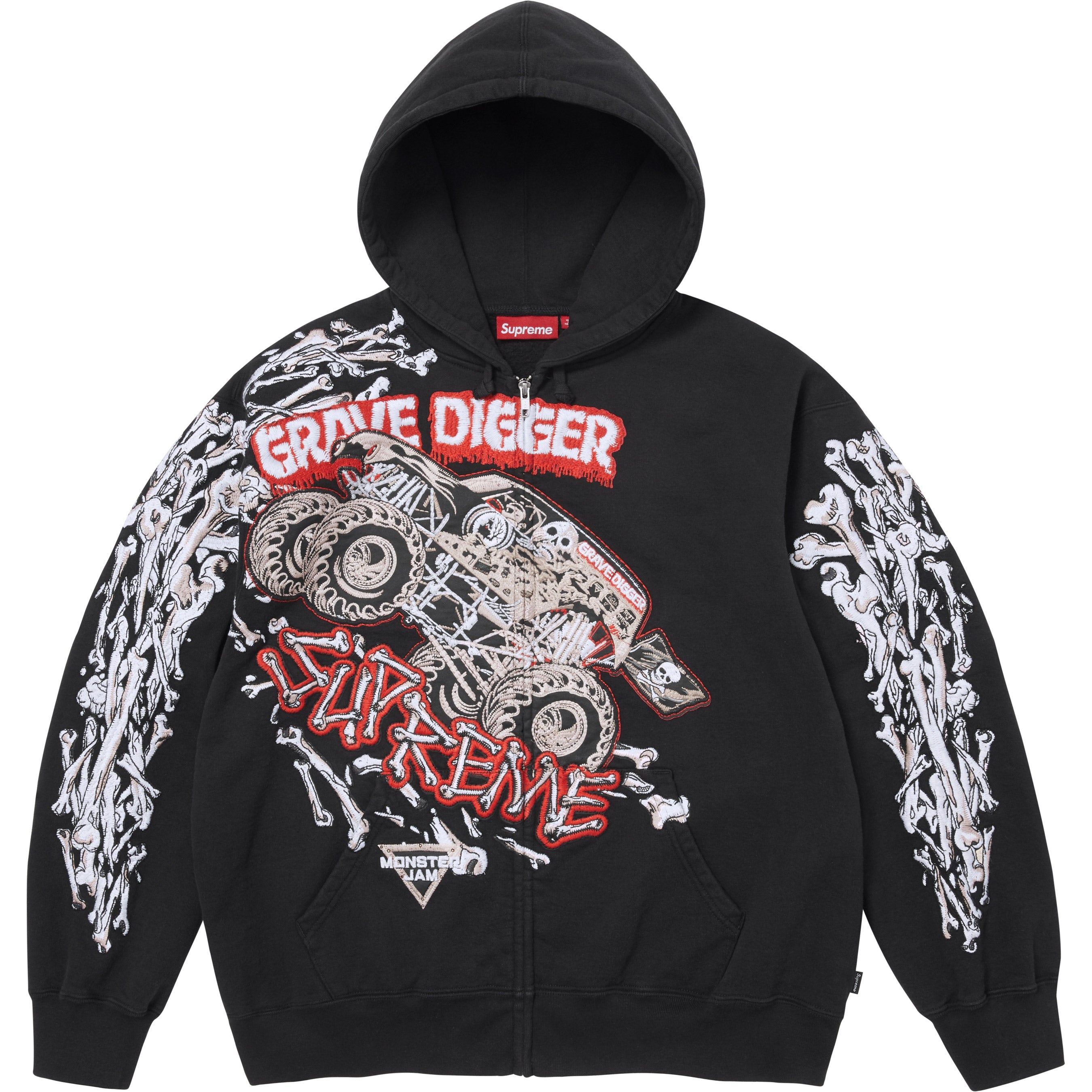 Monster Jam™ Grave Digger™ Bones Zip Up Hooded Sweatshirt view 5